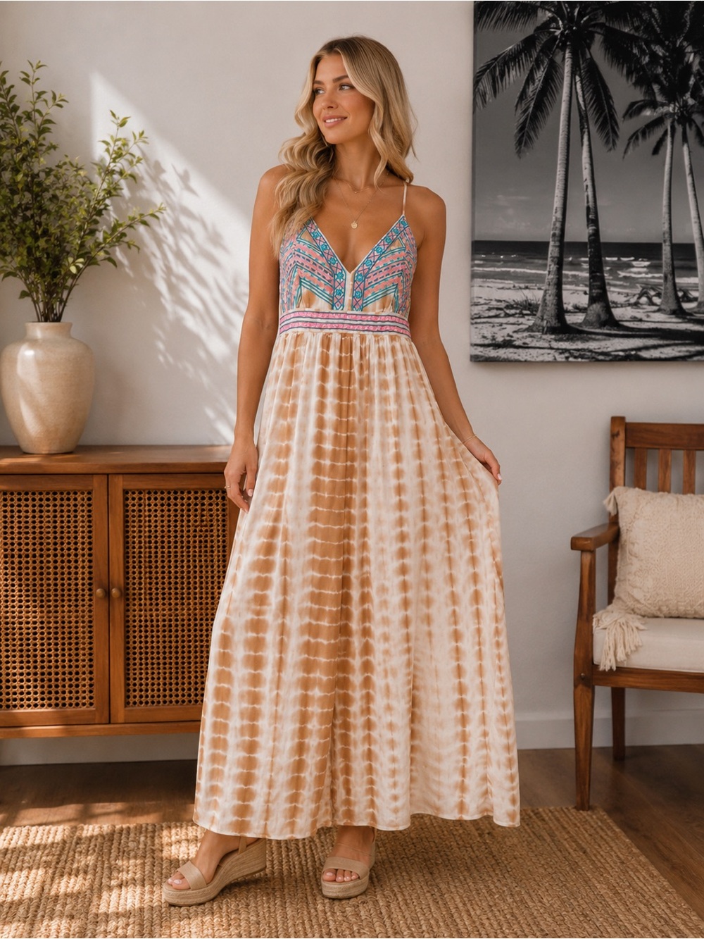 Flying Tomato Embroidered Maxi Dress size Medium